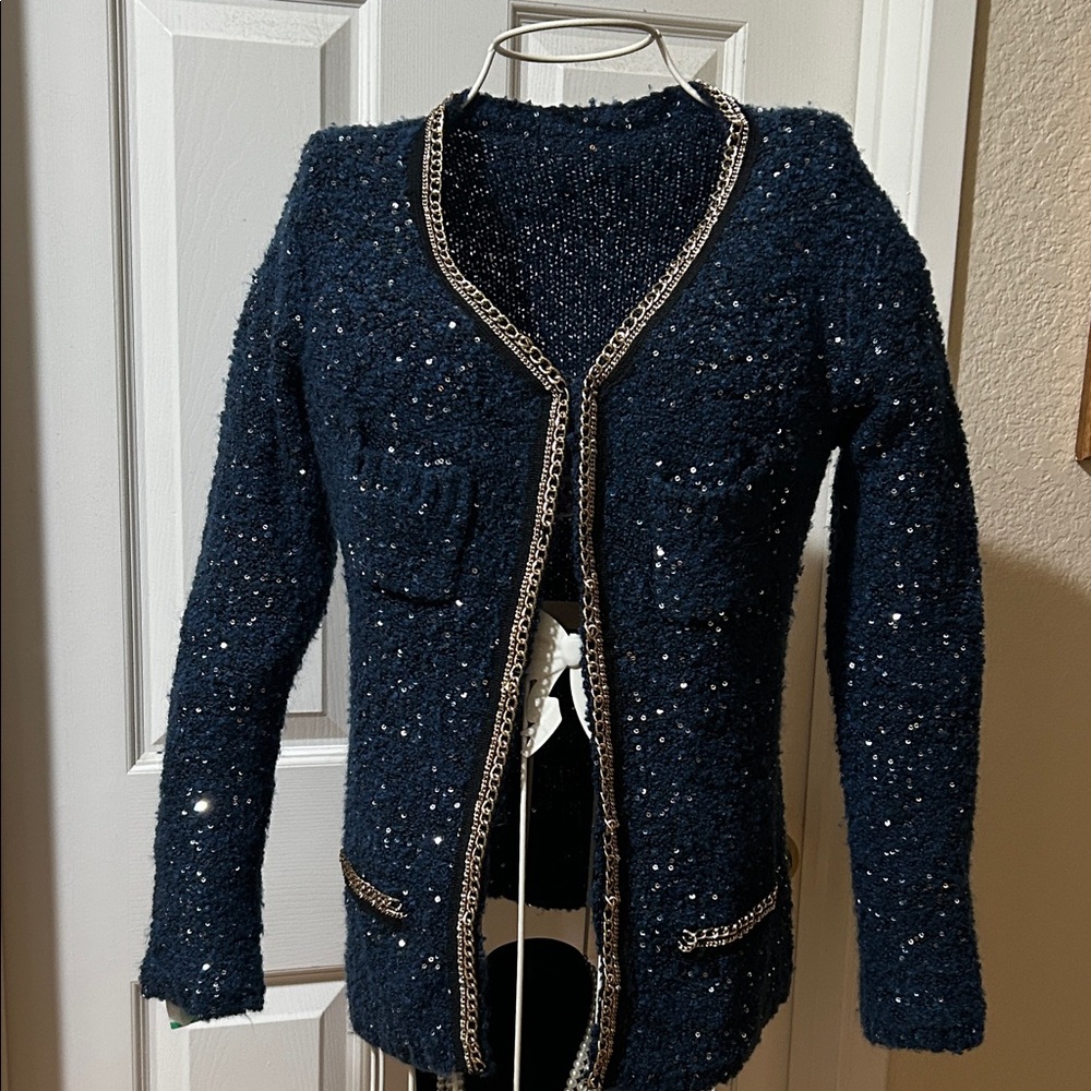 Navy Sequin Cardigan
